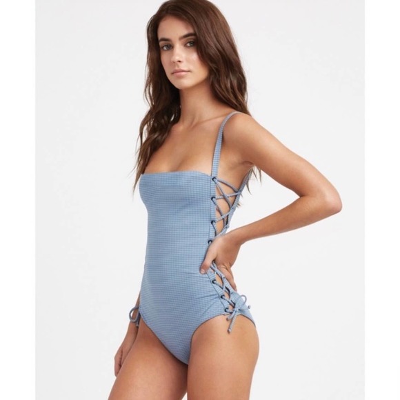 RVCA• BEAU GRID LACE-UP ONE PIECE SWIMSUIT - Picture 14 of 14